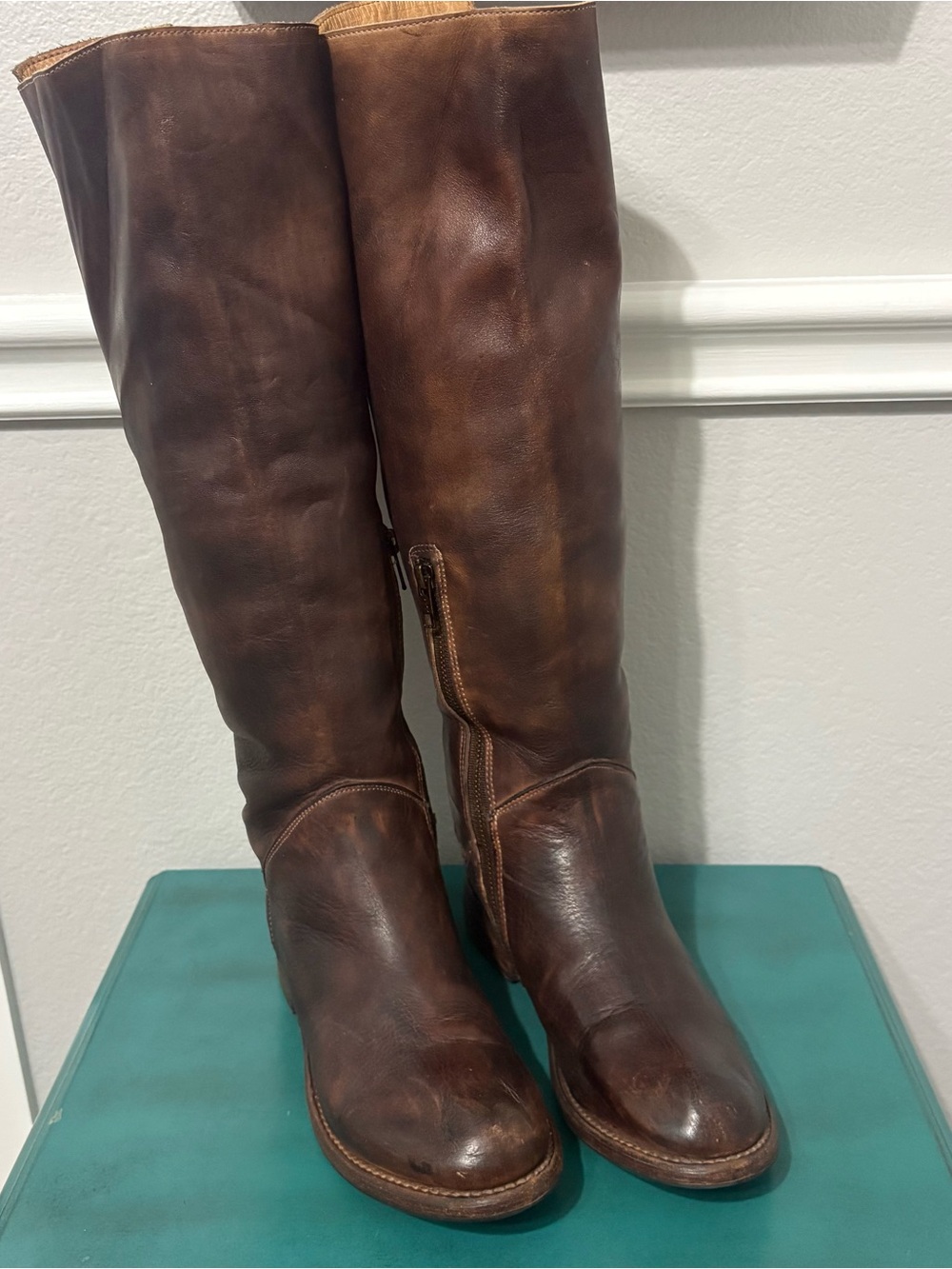 Bed Stu Manchester Brown Leather Knee High Lace Up Back Riding Boots 7.5